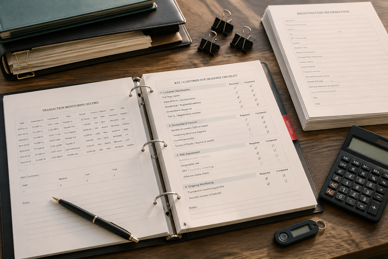 North American money-services compliance dossier and transaction records
