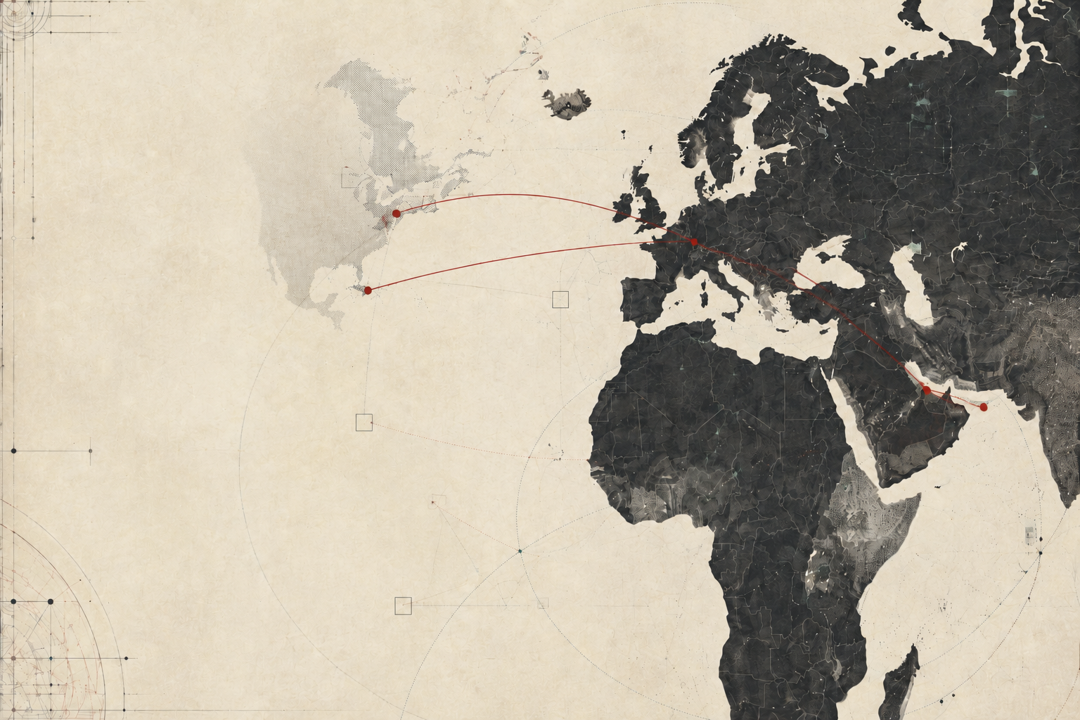 Global regulatory routes connecting Europe, North America, Dubai and Oman